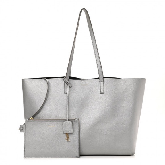 Authentic Saint Laurent Large Shopping Tote with pouch, silver (see description) - Picture 9 of 10